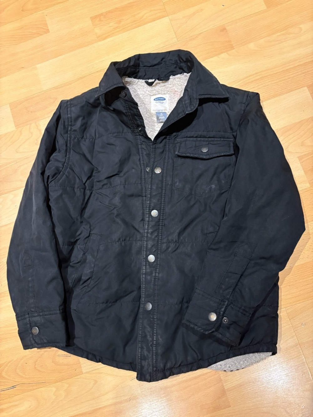 Old Navy boys Black Sherpa-Lined Field Jacket